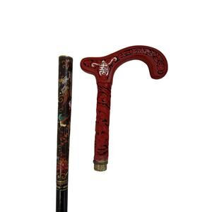 Vintage Antique Chinese Cinnabar & Cloisonne Cane Dragon GS
